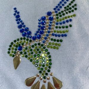 T-shirt, Coral Bay Cute hummingbird metallic , crystal studded, size M